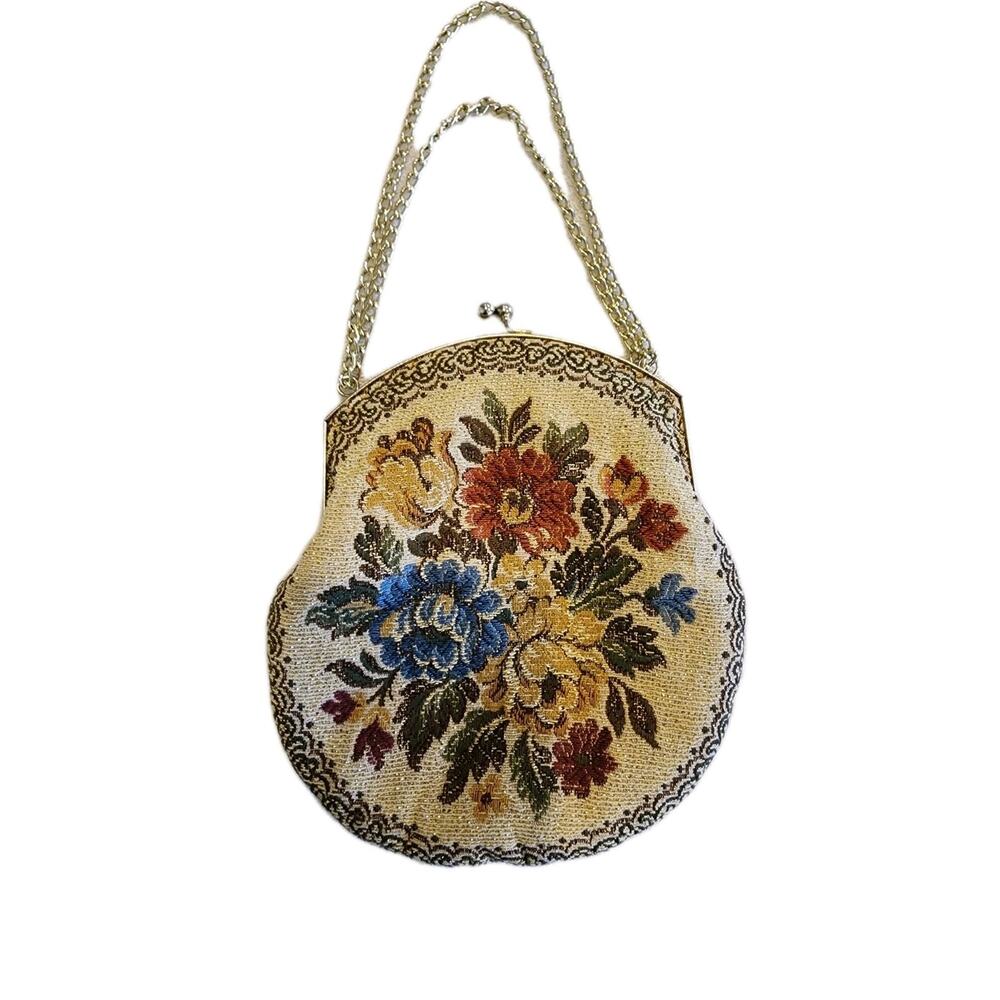 VTG Le Regale Floral Tapestry Brocade Evening Bag Purse Clutch Hong Kong Retro